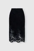 Astrakhan-effect velvet midi pencil skirt with embroidered tulle details