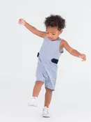 Baby Boys Blue Seersucker Classic Jon Jon Romper