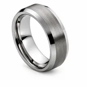 10mm Tungsten Brushed Beveled-Edge Band