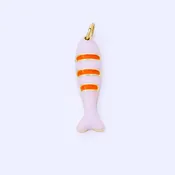 24K Gold Filled 24mm Enamel Stripes Sardine Fish Charm