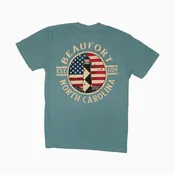 Beaufort North Carolina Cape Lookout American Flag Adult T-Shirt