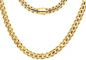 8mm Stainless Steel Cuban Link Chain Necklace With Cubic Zirconia