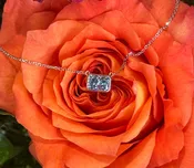 14K White Gold Radiant Lab Grown Blue Bezel Set Diamond Necklace – 1.50 Carats 17"