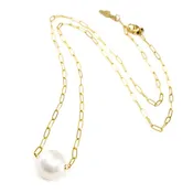 10-11mm Edison Pearl Necklace on 14k Gold Filled Paperclip Chain