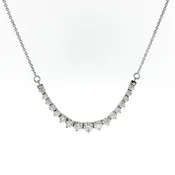Graduated Diamond Curved Bar Necklace in White Gold