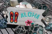 Aloha Sign 12" w/ Slippers Whitewash Driftwood | #dpt534830