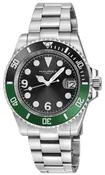 4A512UBG Men's Haurex Italy Barracuda Black Green Ceramic Bezel Watch