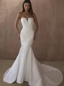 Aerys – Mermaid Wedding Dress Lace Bridal Gown with Illusion Bodice and Chapel Train by Casablanca