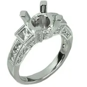1.10cttw Three Stone Setting with Millgrain and Pave Diamonds