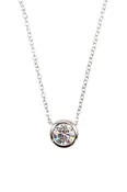 14k White Gold Bezel Set One Carat Diamond Solitaire Necklace