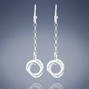 2" Long Argentium Sterling Silver Love Knot Dangle Earrings - Tarnish Resistant