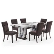 7PC MARBLE DINETTE SET
