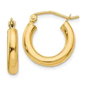 10k Yellow Gold Polished 3mm Lightweight Tube Hoop Earrings 4x30 mm
