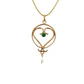 Emerald and Pearl Yellow Gold Lavalier