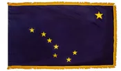 Alaska State Flag 3×5 ft. Nylon with Pole Sleeve and Gold Fringe for Parades, and Indoor Display
