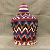 berber lidded basket, 12x9