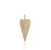 14K Pave Folded Heart Charm