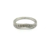 0.30 Ctw 18kt White Gold Engraved Curved Diamond Wedding Band