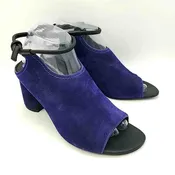 3.1 PHILLIP LIM Purple Black All Leather Suede 3.5" Chunky Heel Shoes