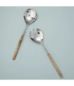 Aquila Rattan and Stainless Serving Set