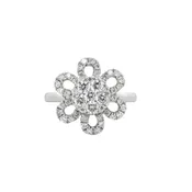 18k White Gold Diamond Flower Ring