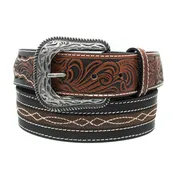 1 1/2" Center Stitched with Tooled Billets Belt