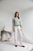 Light Grey Tri-Color Intarsia Pullover