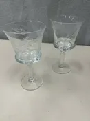2 ETCHED GLASSES