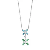Arch Florale GM Necklace, 18k White Gold, Arch Cut Aquamarines and Green Tourmalines, and Brilliant Diamonds