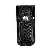 4″ Black Leather Basket Weave Knife Case
