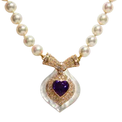 Pearl, Amethyst, Diamond Necklace