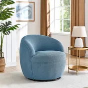 2069-BL Blue Teddy Bear Fabric Swivel Barrel Chair