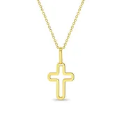 14k Curved Cross Outline Pendant Necklace