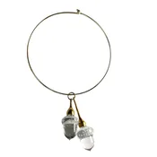 14K and 18K Yellow Gold Acorn Steuben Necklace