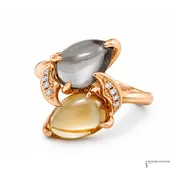 14KT Rose Gold Smoky Quartz and Citrine Diamond Cocktail Ring