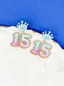'15' Birthday Balloon Dangle Earrings - Blue
