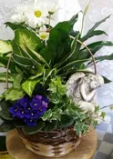 A 11 ANGEL, VIOLET & PLANTS BASKET