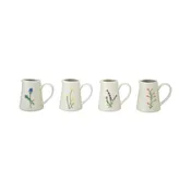 4 oz. Embossed Stoneware Creamer with Botanicals, 4 Styles (Each One Will Vary)