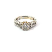 14kt Two Tone & Diamond Crown Setting Engagement Ring .85ct