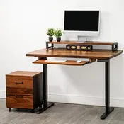Extra Deep Walnut Standing Desk with Keyboard Tray Option