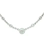 14K White Gold Bezel Set Round Diamond Solitaire Necklace