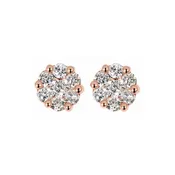 14k Rose Gold Cluster Diamond Stud Earrings