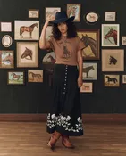 Stetson & THE GREAT. The Boxy Crew w/ Stetson Graphic. -- Tobacco