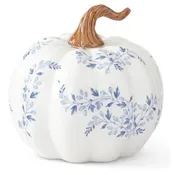 4.5" White w/Blue Floral Pumpkin