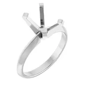 14K White Gold 8.5x6.5 mm Emerald Knife-Edge Solitaire Engagement Ring Mounting