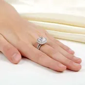 5 Carat Halo Cushion Cut Solid 925 Sterling Silver Two Ring Set
