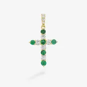 0.15CT Emerald & Diamond Cross Pendant