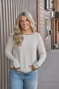 Button-Cuff Striped Jersey Top