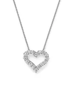 14K White Gold Round Shape Diamond Heart  Necklace (1.00ctw)