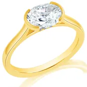 East West Oval Half Bezel Engagement Ring